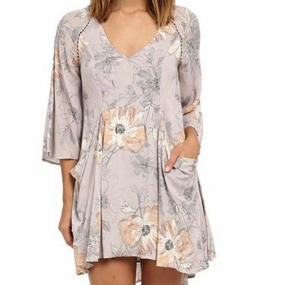 Free People Dresses & Skirts - Free People Lavender Stone Combo Floral Boho Mini Dress Size 6